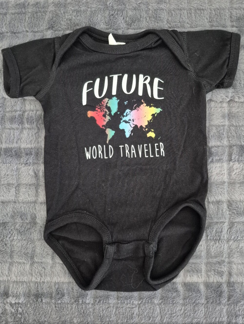 Rabbit Skins Baby Black Grapuc Onesie-Size 12M